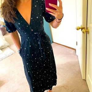 Marine Layer star print mid length button dress